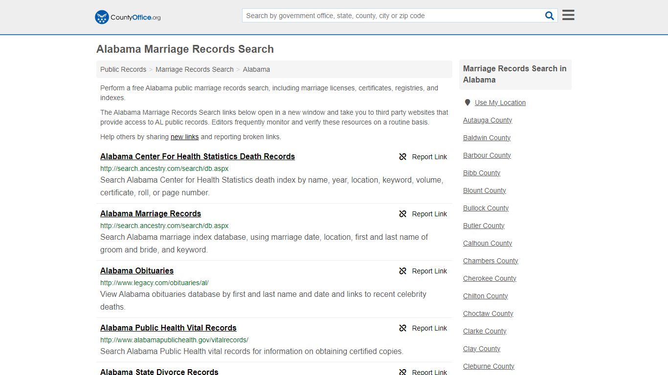 Alabama Marriage Records Search - County Office